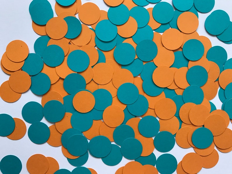 Teal And Orange Dot Confetti Teal Birthday Party Decor Etsy