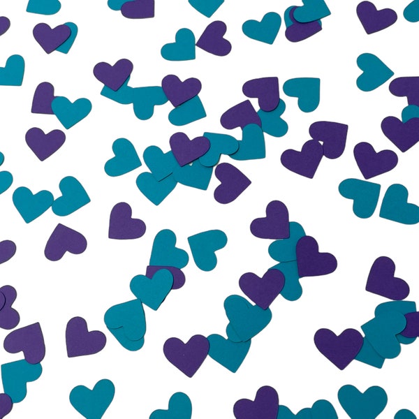 Purple and Teal Heart Confetti - Purple and Teal Wedding Decor - Purple and Teal Bridal Shower Decor - Heart Confetti - 400 pieces