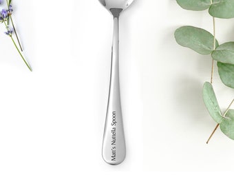 Engraved Stainless Steel Spoon, Custom Spoon, Personalized Large Spoon, Fathers Day, Stainless Cutlery, Gift For Him, Gift, For Her, Nutella