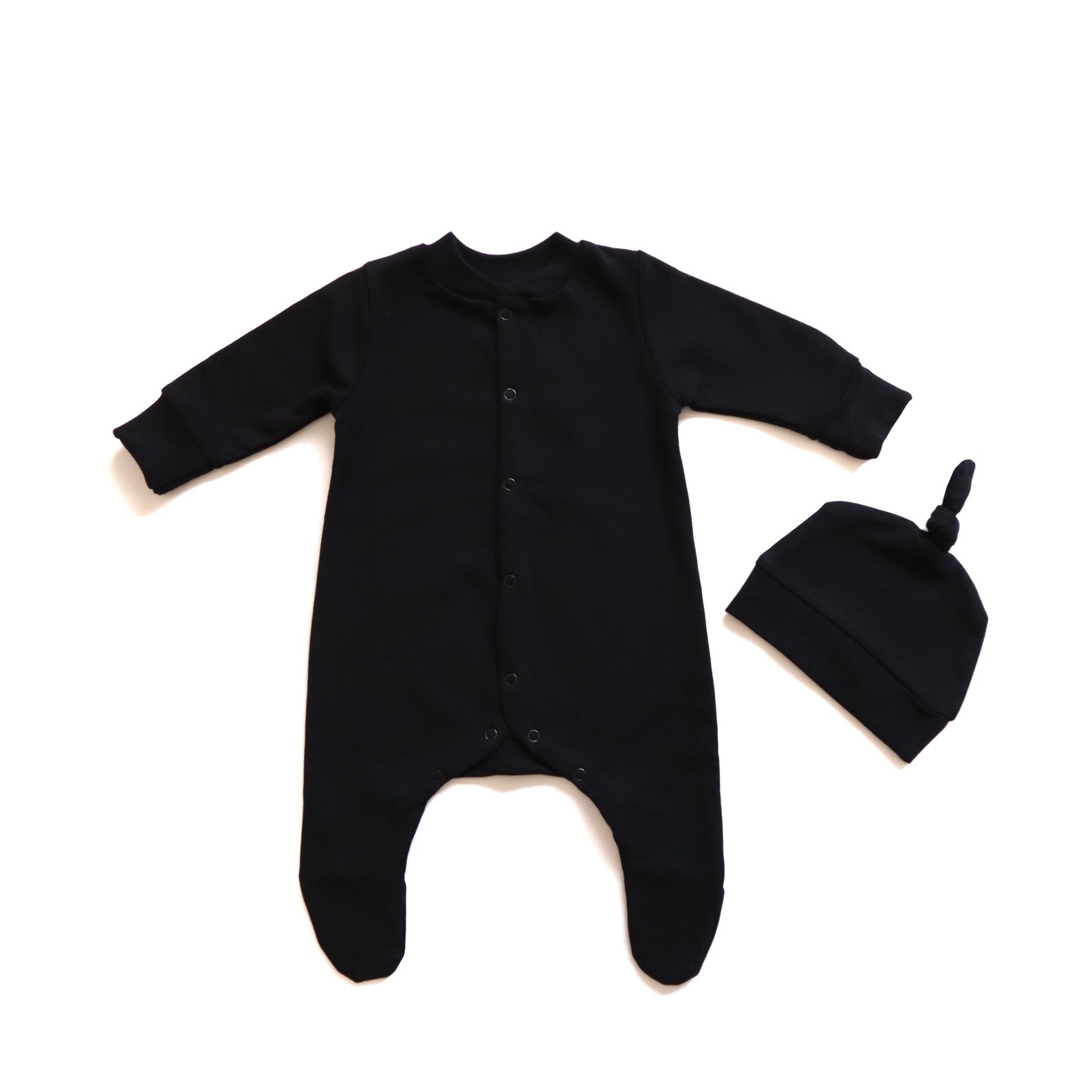 Black Footie Sleeper Baby Footed Sleeper Newborn Hat Dark Sleeper Black