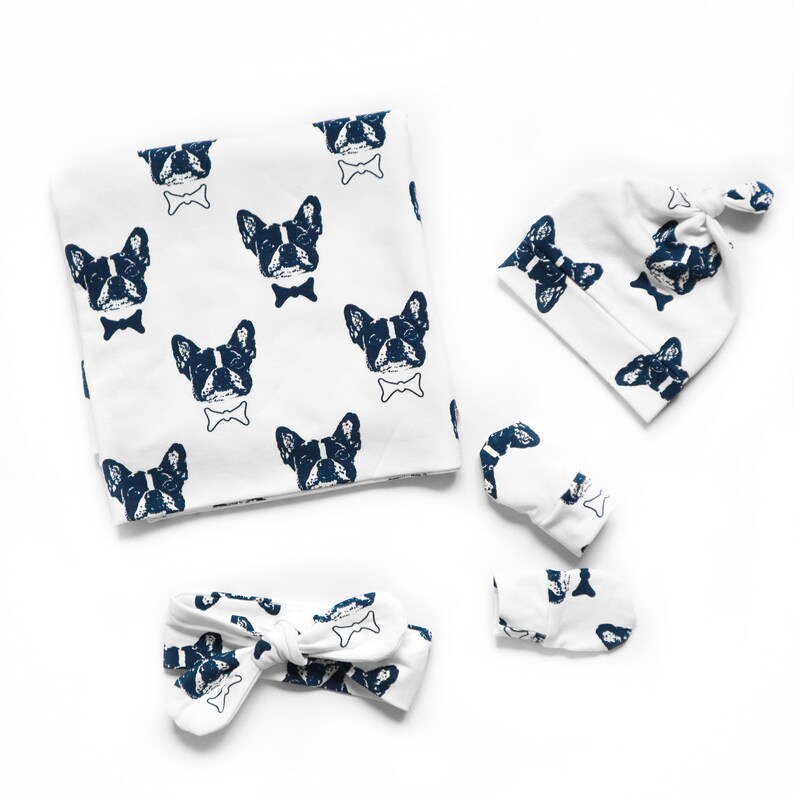 Swaddle and hat set White newborn set Bulldogs Blanket Etsy
