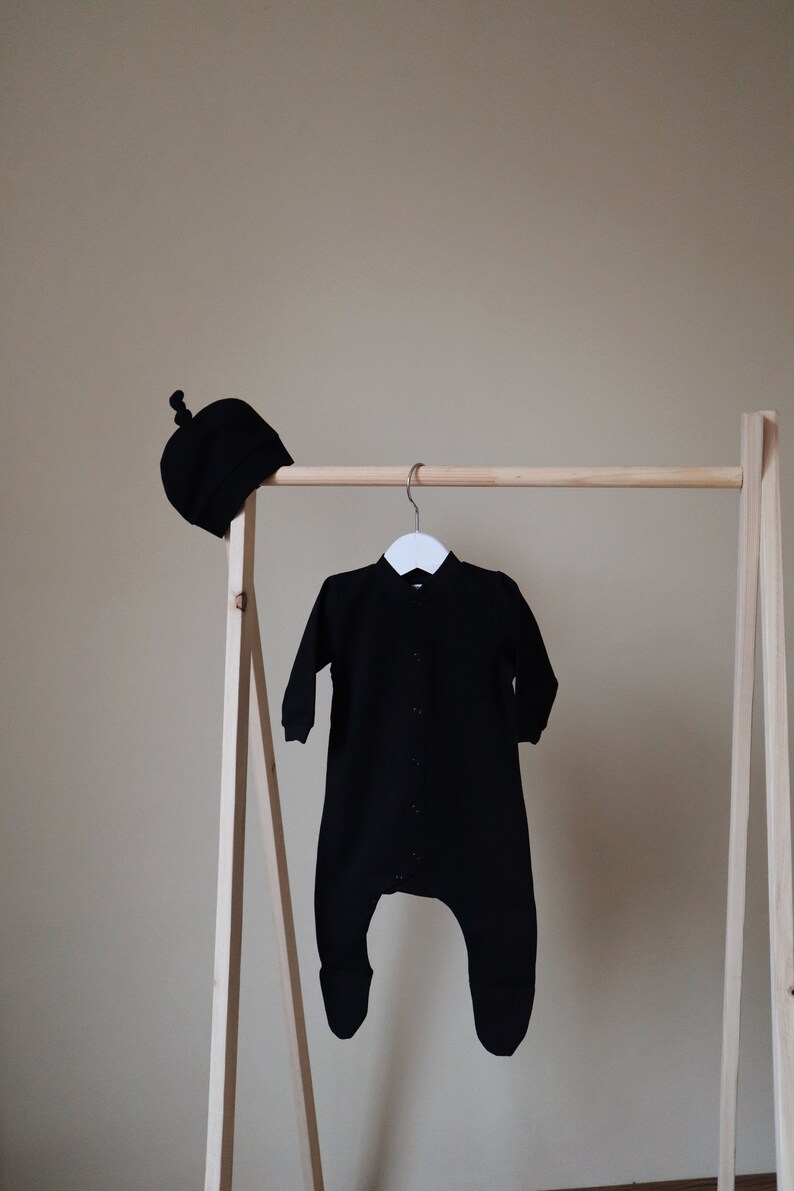 Black Footie Sleeper Baby Footed Sleeper Newborn Hat Etsy