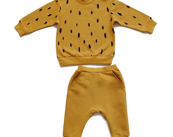 Mustard sweaters and joggers - mustard baby lounge outfit - kids sweaters - Long Sleeve Shirt and Pants - Mustard Toddler Outfit