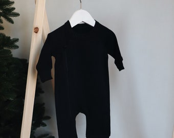 black baby romper - black baby dungarees - toddler boy romper - overall - unisex kids clothes -unisex baby romper - coming home outfit