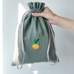 Gift Bag Eco Friendly Bags For Gifts linen fabric Linen storage bag Bag with drawstring Toys bag Linen bread keeper image 2