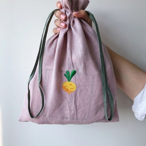 Gift Bag Eco Friendly Bags For Gifts linen fabric Linen storage bag Bag with drawstring Toys bag Linen bread keeper image 1