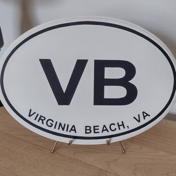 Virginia Beach Wood Oval - VB Sign - Virginia Sign - Virginia Beach Sign - Virginia State Decor - State Wood Plaque - Virginia Wood Art