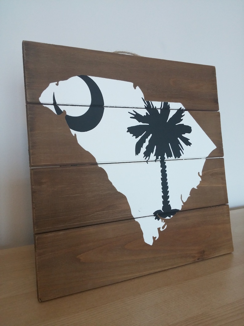 SC Logo SC Wood Sign South Carolina Wood Pallet Sign Wood Sign Palm Tree South Carolina State Outline Rustic Moon Palmetto