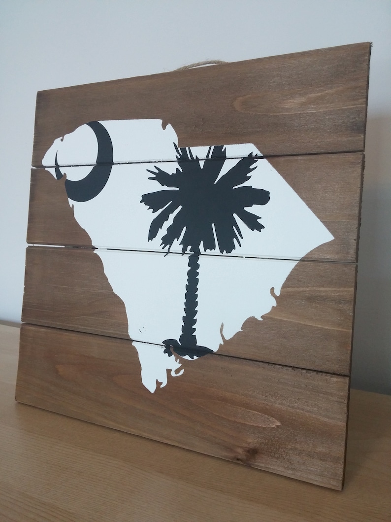 SC Logo SC Wood Sign South Carolina Wood Pallet Sign Wood Sign Palm Tree South Carolina State Outline Rustic Moon Palmetto