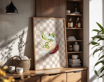 Spicy Margarita Poster: Trendy Retro Bar Cart Decor (Digital Download), Cocktail Lover, Spicy Margs, Funky Kitchen Wall Art, Friend Gift