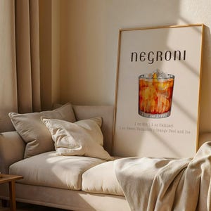 Negroni Cocktail Poster, Cocktailrezept-Poster, Cocktail-Druck, Cocktailrezept, Cocktail-Liebhaber-Geschenk, ästhetische Drucke, Barwagen-Dekor