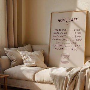 Pôster de cardápio de cafeteria, pôster retrô de café, pôster de café impresso, presente para amantes de café, pôster de cafeteria, arte de café, decoração de cafeteria