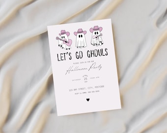 Pink Halloween Party Invitation: Western Cowgirl Theme (Digital Template), Let’s Go Ghouls, Girl’s Night, Party Decor, Cocktail Party