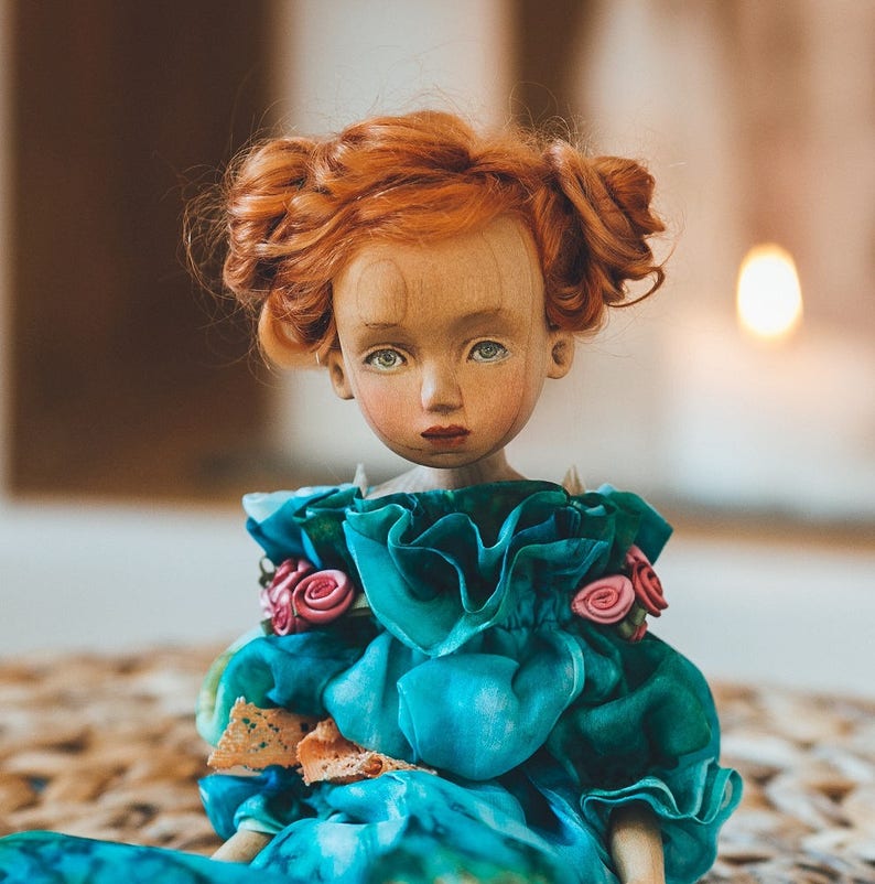 Art Wooden Doll OOAK Interior Doll Collection Doll Movable Doll Artist Doll Hand Carved Doll ...