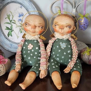 OOAK Angel Art Doll: Paper Clay Collectible Interior Decor