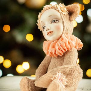 Teddy doll Paper clay doll Interior doll OOAK Fantasy doll Licia Alicia Interior toy Exclusive present Magic doll  Gift for her