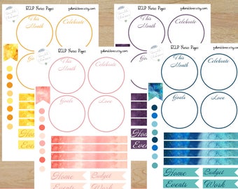 Erin Condren Life Planner Watercolor Sticker Note Sheet
