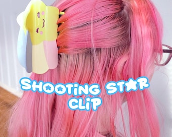 Shooting star hair clip claw kawaii pastel rainbow aesthetic gift