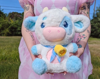 Peluche bleuet la vache, cadeau kawaii pour enfants cottagecore