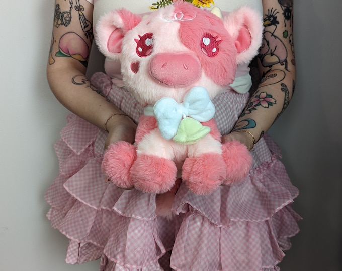 Parfait the Raspberry Cow Plush Kawaii Gift for Kids Cottagecore ...