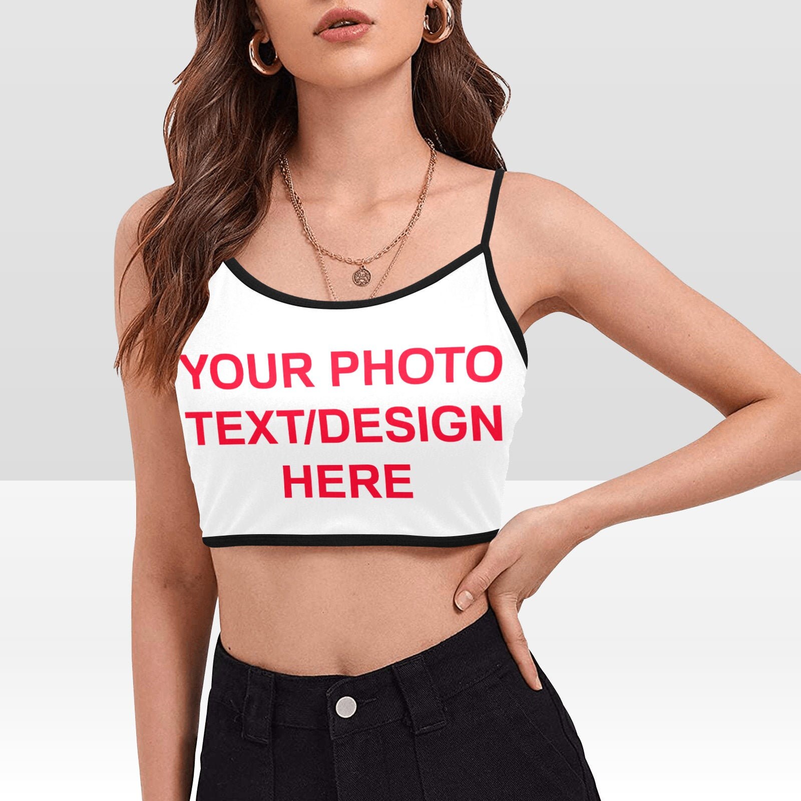 Custom Women's Spaghetti Strap Crop Top Your Photo Image Etsy