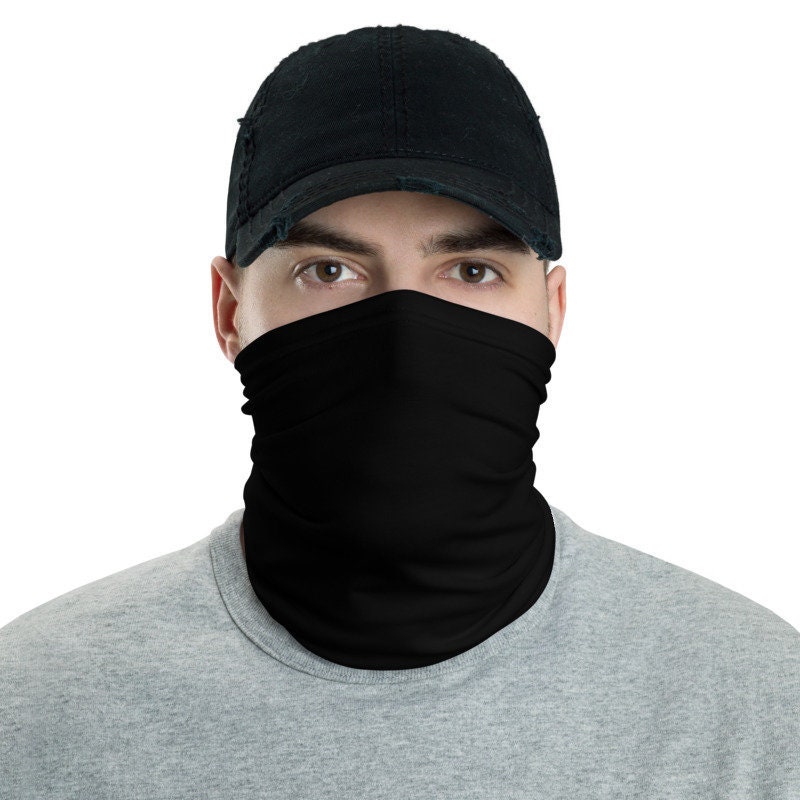 Black Neck Gaiter Face Cover Unisex Face Mask Black Solid | Etsy