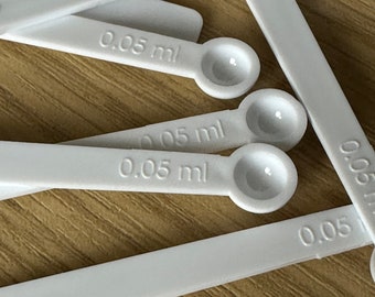 0.05ml Measuring spoon measure in white scoop Pack of 50 ideal for homeopathy or supplements