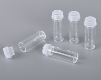 1ml capacity super clear plastic test tube containers with natural coloured push in caps x 100