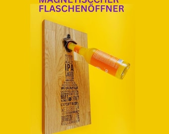 Flaschenöffner (magnetisch) - Personalisiertes Geschenk Holz