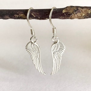 Angel earrings, angel wing earrings, sterling silver earrings, delicate earrings, angel wing jewellery