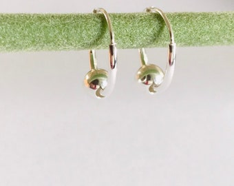 Sterling Silver Hoop Earrings: Hinged Huggie Style