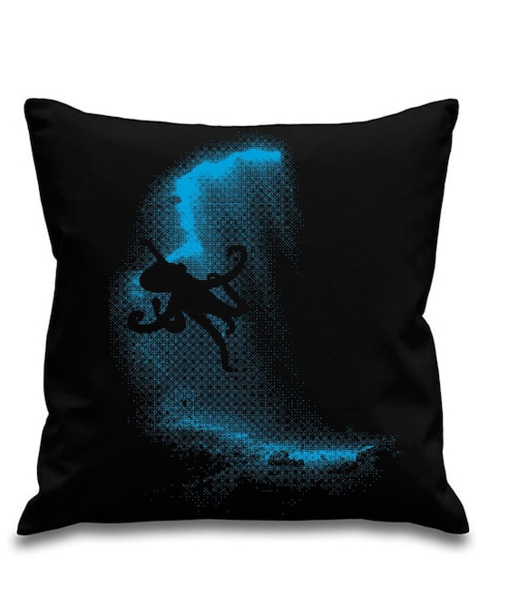 Giant Octopus Scuba Diving Black Canvas 8oz Cushion Cover Etsy Giant Octopus Scuba Diving Black Canvas 8oz Cushion Cover Etsy
