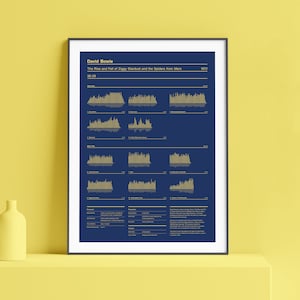 David Bowie, Ziggy Stardust, Sound Wave Album Print, hand made screen print, 50 x 70 cm