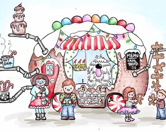 Gingerbread camper custom portrait