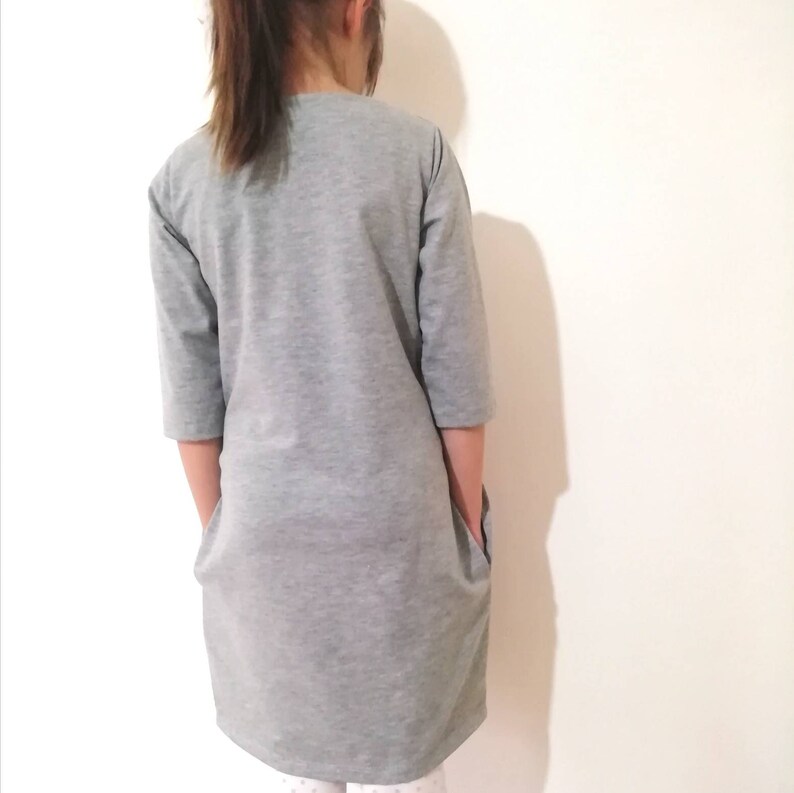 Butterfly Dress Light GreyComfy Dress Hand Painted Cotton Dress Play Dress Cotton Jersey Cocoon Dress