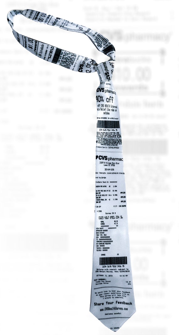 The Original Cvs Receipt Necktie Personalizable Etsy