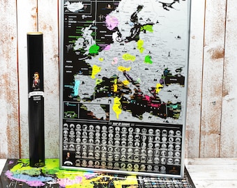 Scratch Off Europe Map Poster - Europe Travel Map with Push Pins - Europe Push Pin Map Europe Map Wall Art Map Of Europe Push Pin Pushpins