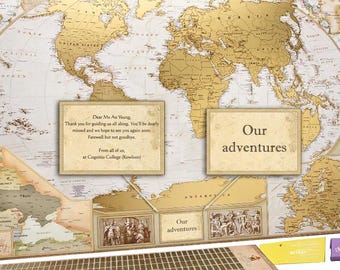 Personalized Travel Map of the World Scratch off with Push Pins - Custom World Map Scratch off
