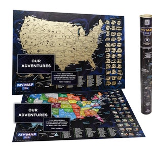 Detailed USA Push Pin Travel Map - Colorful United States Scratch off Map - St Patricks Day Gift
