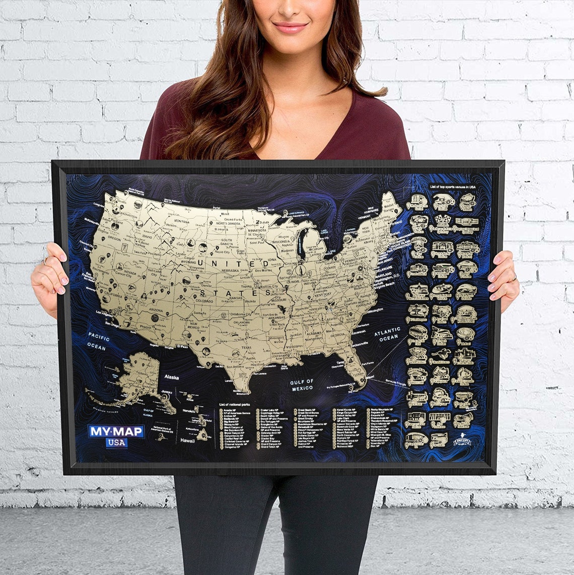 united states travel map with push pins