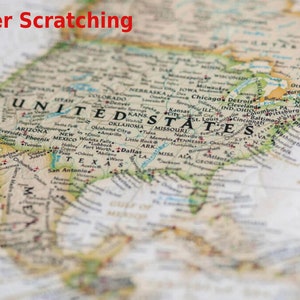 Personalized Travel Map of the World Scratch off with Push Pins - Custom World Map Scratch off