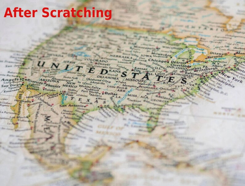 Personalized Travel Map of the World Scratch off with Push Pins - Custom World Map Scratch off