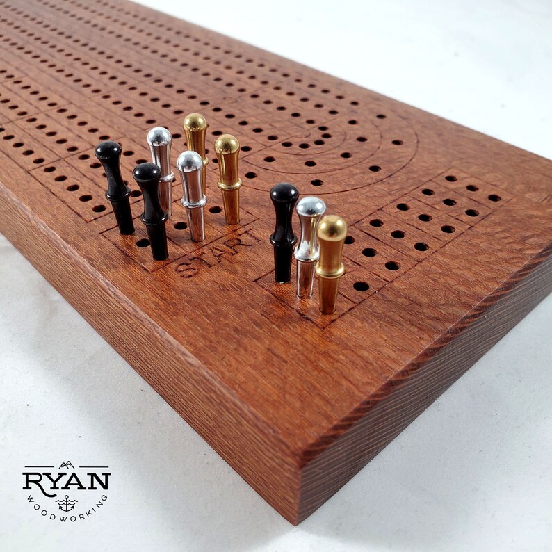 Handmade cribbage board made from Leopard wood w/ pegs and peg Etsy