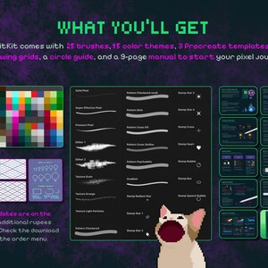 Kit de inicio para Pixel Art de Procreate / Pinceles, paletas de colores, cuadrículas de perspectiva y guía para principiantes / BitKit imagen 2