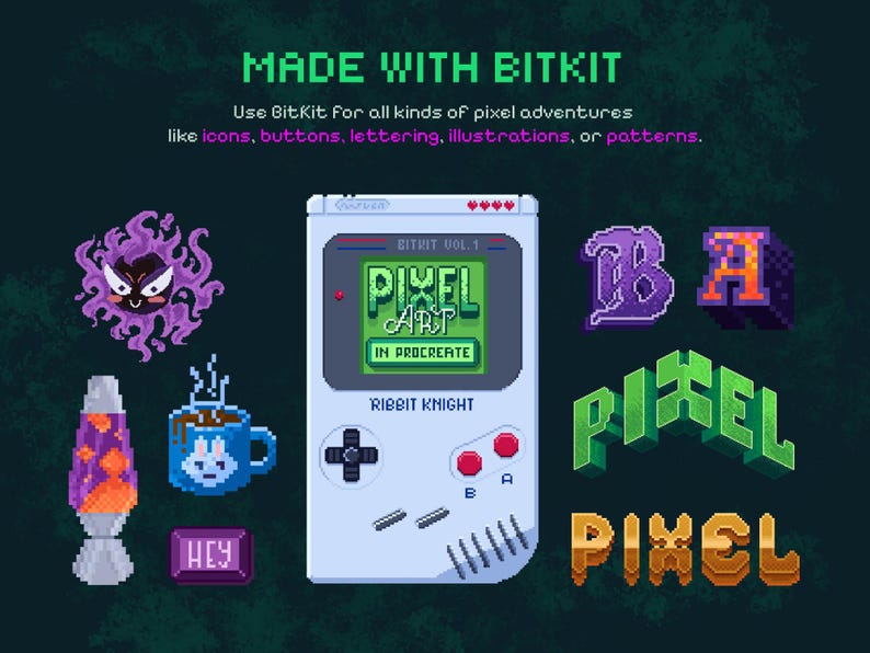 Kit de inicio para Pixel Art de Procreate / Pinceles, paletas de colores, cuadrículas de perspectiva y guía para principiantes / BitKit imagen 7