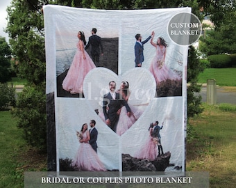 Custom Wedding Photo Keepsake Blanket, Personalized Plush Throw
