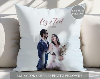 Custom Wedding Photo Pillow, Personalized Anniversary Gift