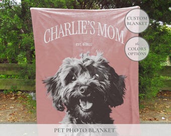 Personalized Pet Photo Velveteen Blanket, Custom Pet Memorial Gift