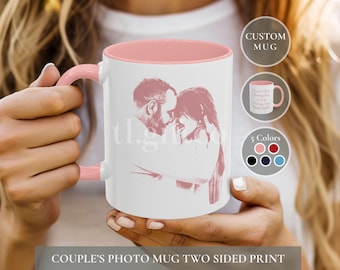 Custom Photo Coffee Mug, Couples Love Story Anniversary Gift