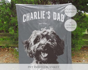 Custom Pet Photo Blanket, Personalized Dog/Cat Gift